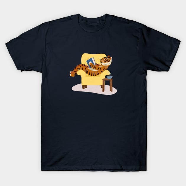 Tiger Reading T-Shirt by Das Brooklyn